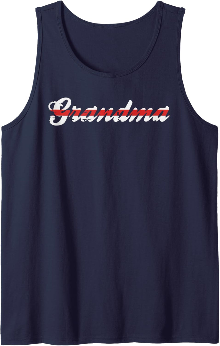 Firefighter Grandma Shirt USA Thin Red Line Christmas Sleeveless Tank Top - Navy Blue