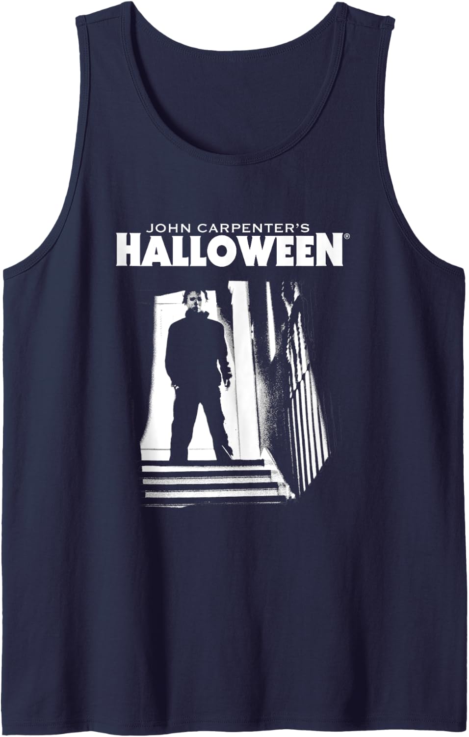 Halloween Michael Myers Top Of The Stairs Tank Top - Navy Blue