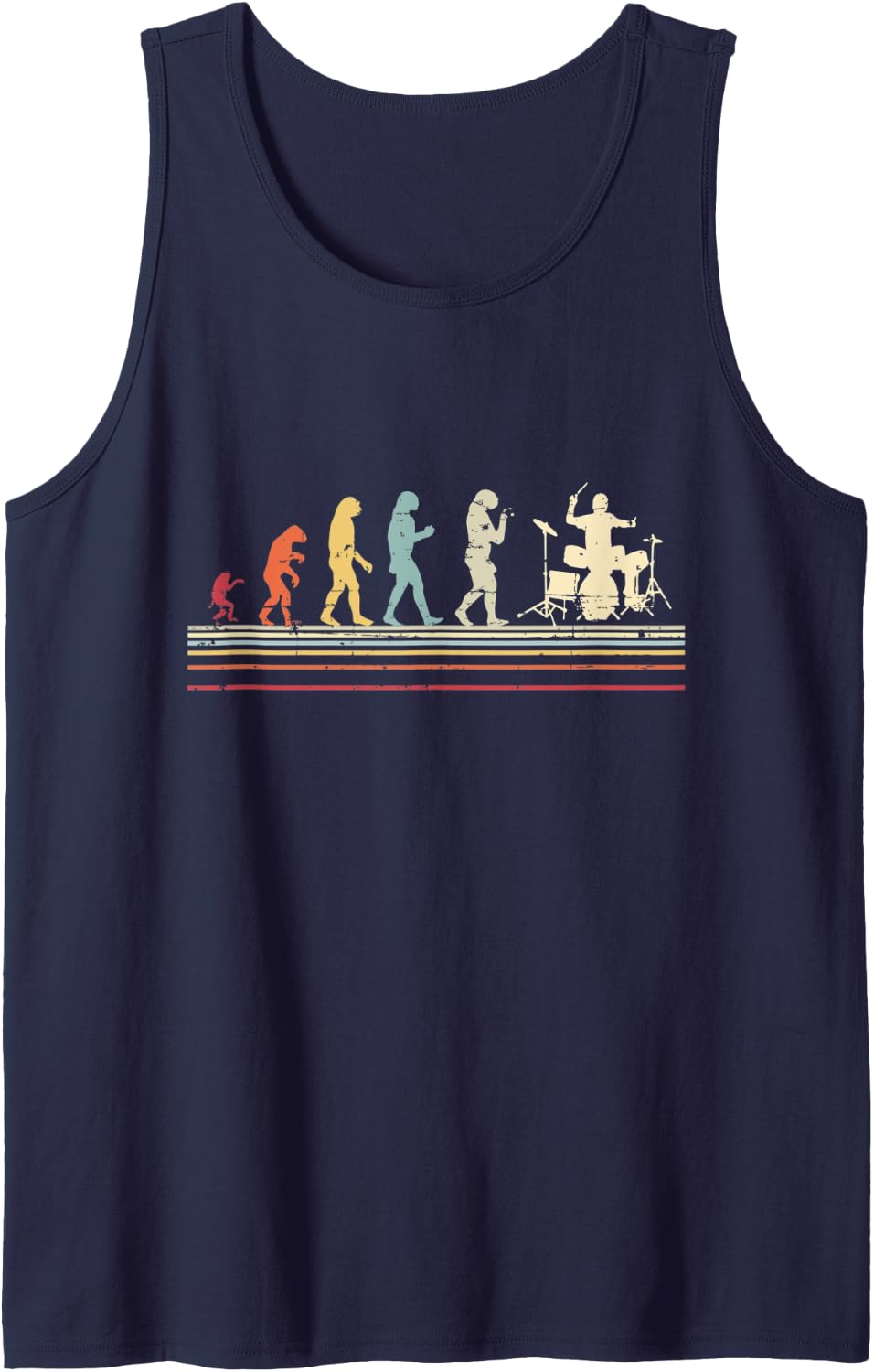 Vintage Style Drums Evolution Design Drummer Tank Top - Navy Blue