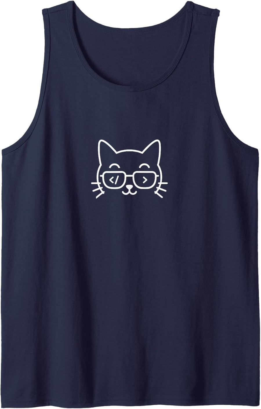 Code Cat Face for Programmers who Love Cats Tank Top - Navy Blue