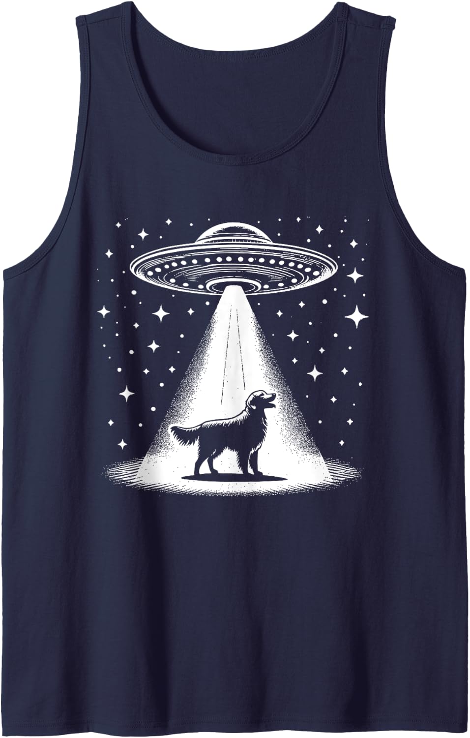 Golden Retriever Mom Dad Dog - Funny Alien UFO Tank Top - Navy Blue