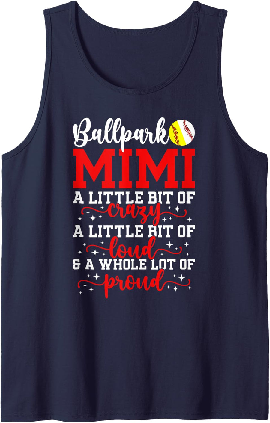 Ballpark Mimi Definition Baseball Softball Mimi Grandma Tank Top - Navy Blue
