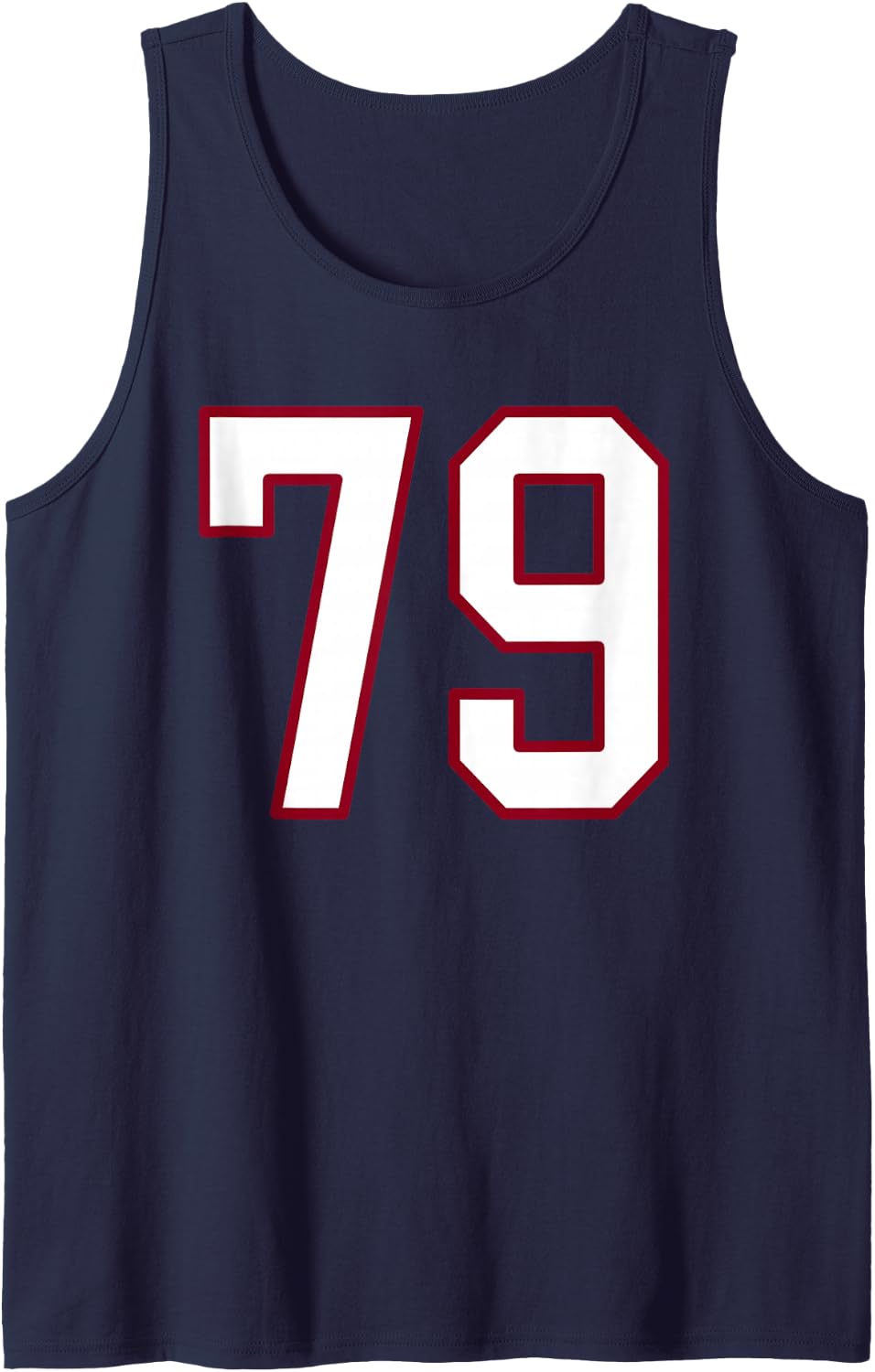Maroon and White Number 79 Jersey Player Uniform #79 Sleeveless Tank Top - Navy Blue