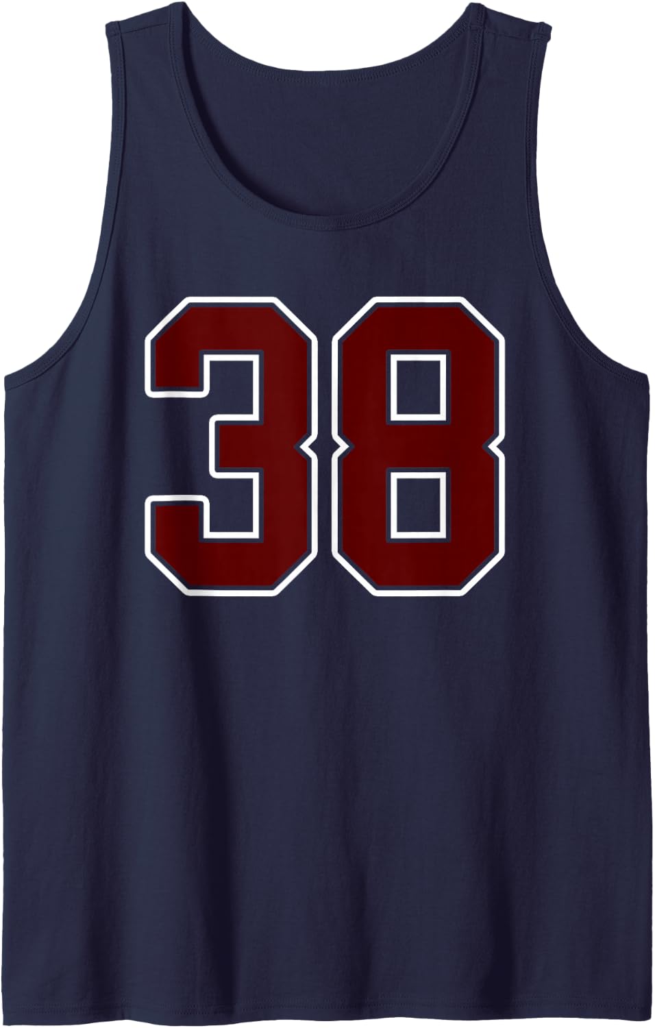 Maroon and White Number 38 Jersey Player Uniform #38 Fan Sleeveless Tank Top - Navy Blue