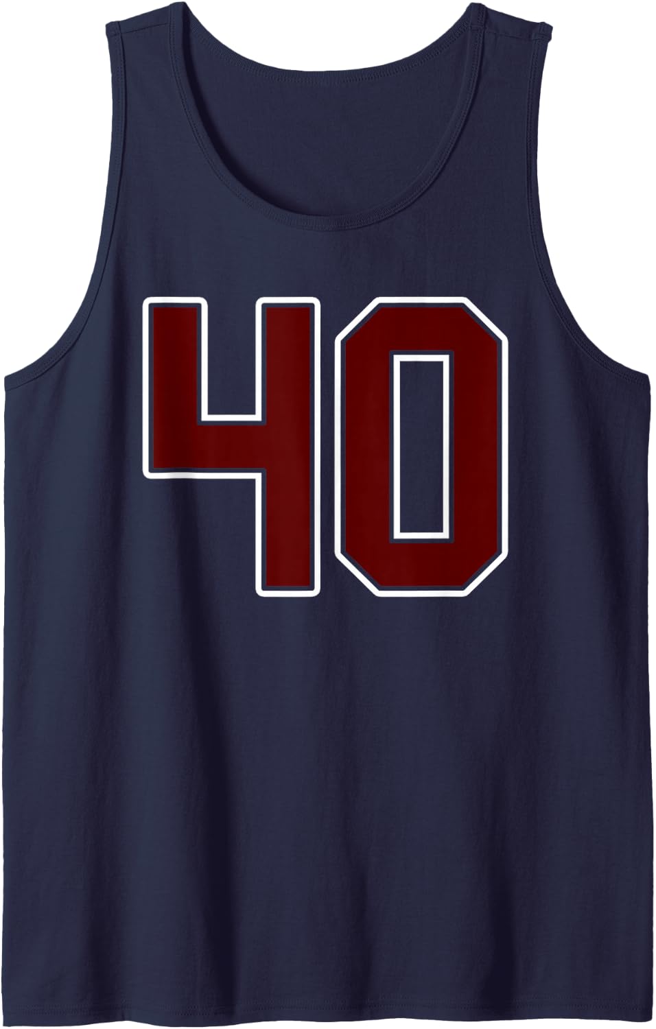 Maroon and White Number 40 Jersey Player Uniform #40 Fan Sleeveless Tank Top - Navy Blue