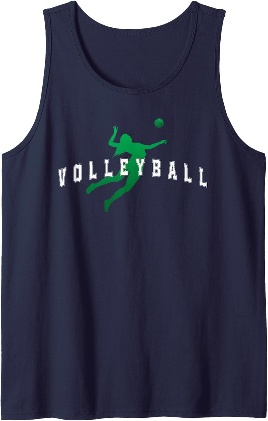 Volleyball Green Team Player Text Tank Top - Navy Blue