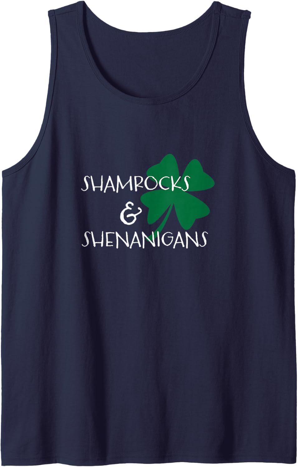 Funny St Patricks Day Shamrocks & Shenanigans Sleeveless Tank Top - Navy Blue