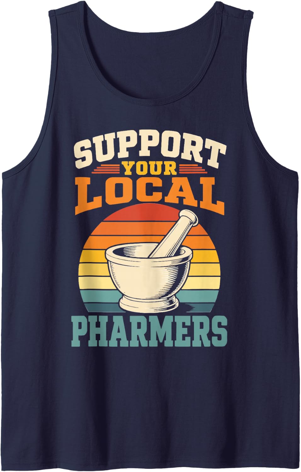 Hilarious Pharmacy Technician Rx Tech Local Pharmacy Sleeveless Tank Top - Navy Blue