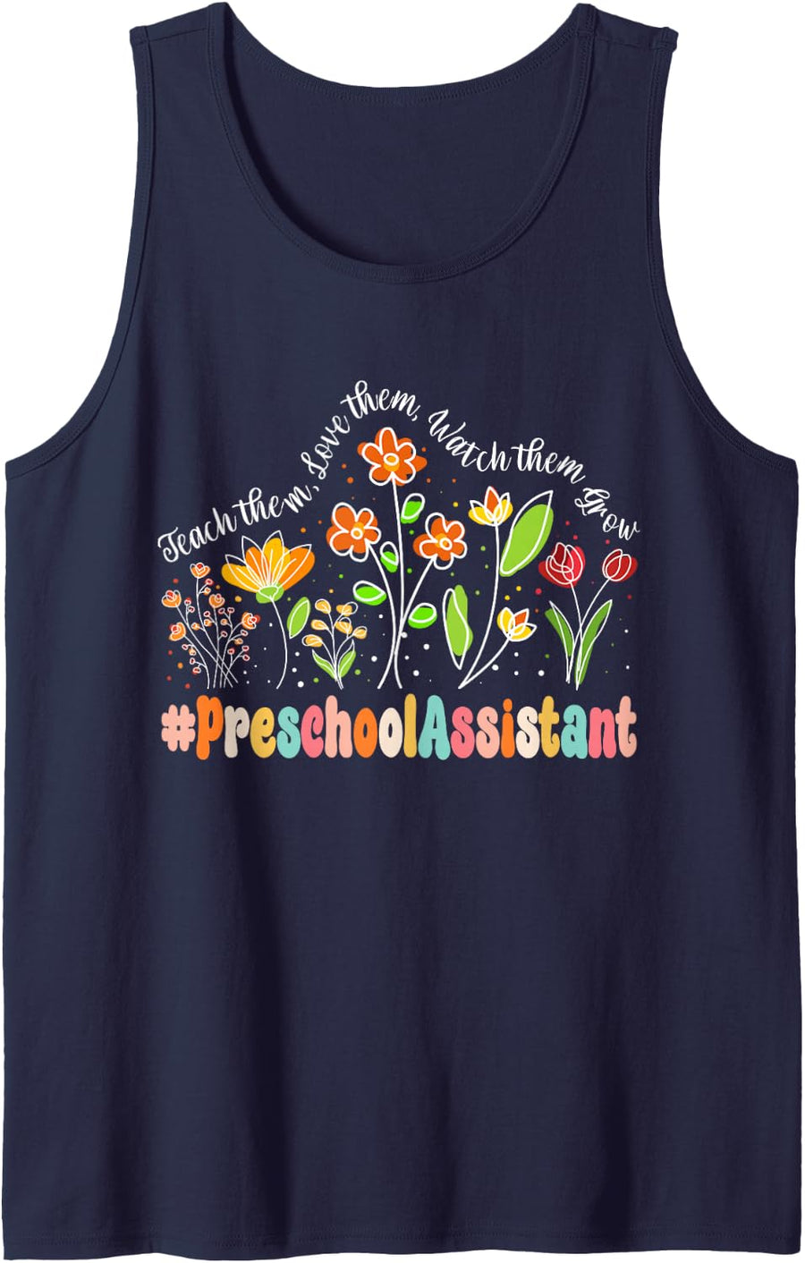 Preschool Assistant Appreciation Week Teacher Back to School Sleeveless Tank Top - Navy Blue