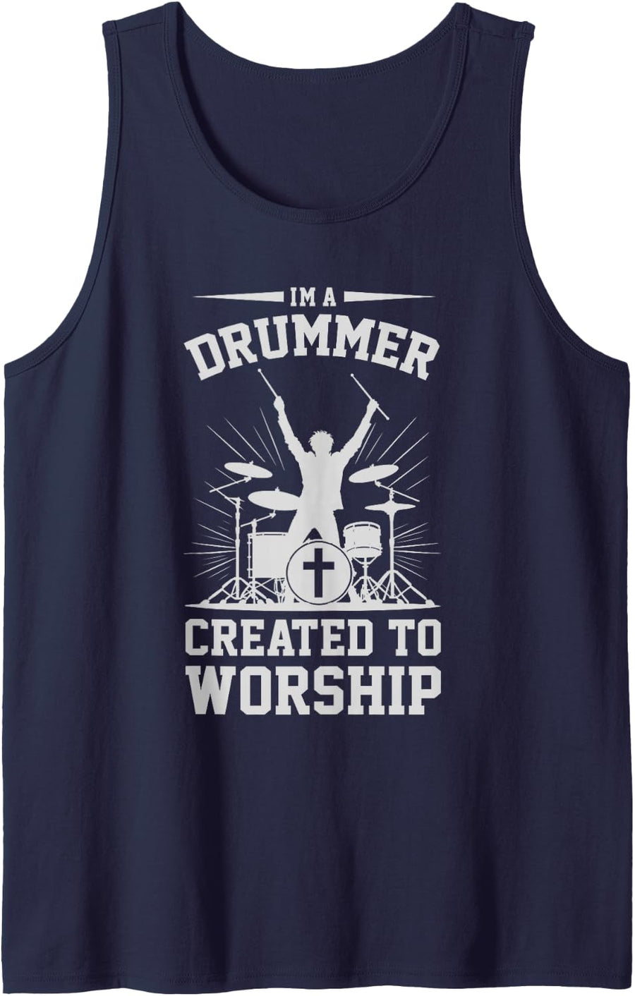 Christian Drummer Player Faith Humor Sleeveless Tank Top - Navy Blue