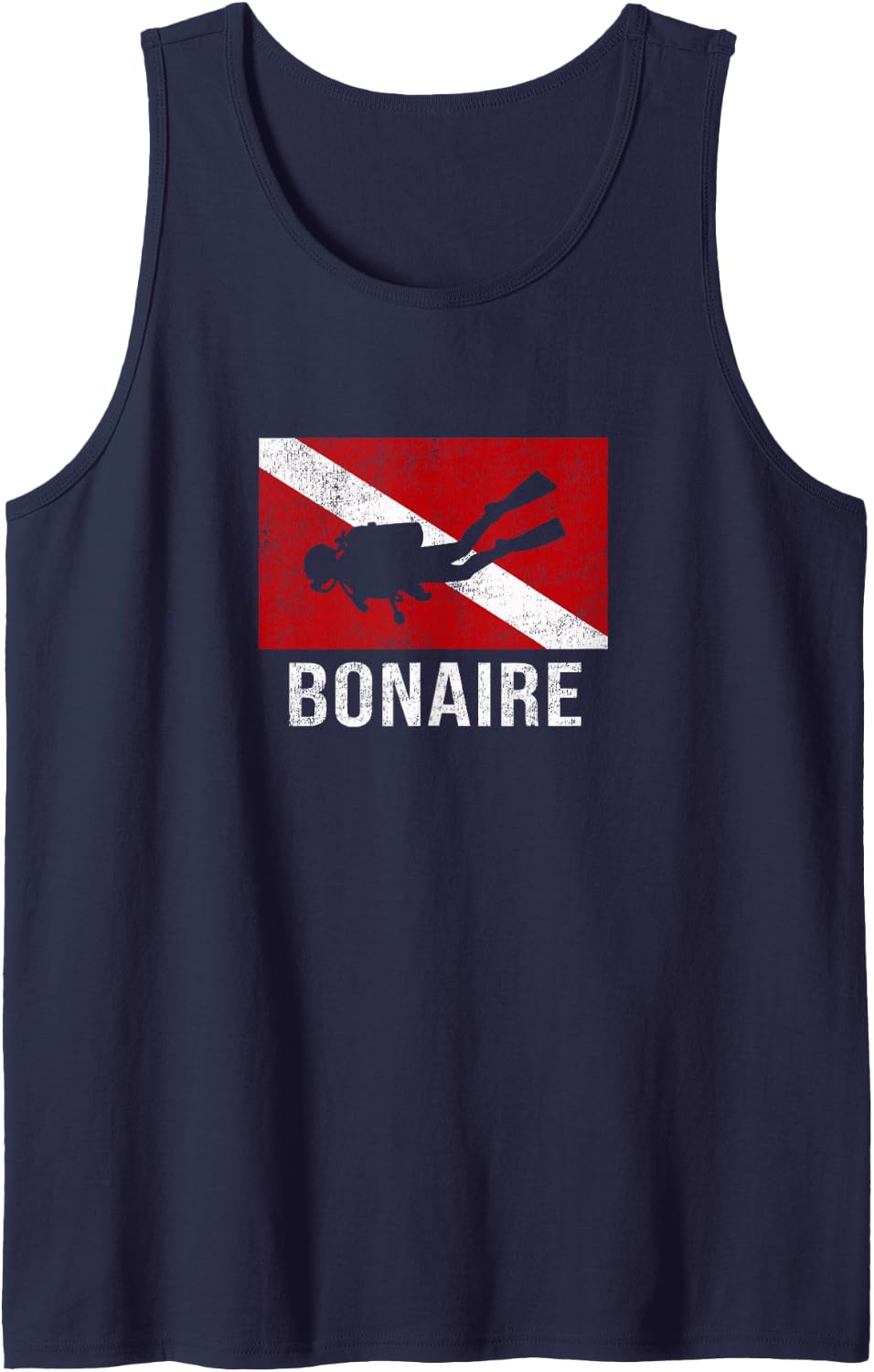 Bonaire Scuba Diving Diver Down Dive Flag Gift Tank Top - Navy Blue