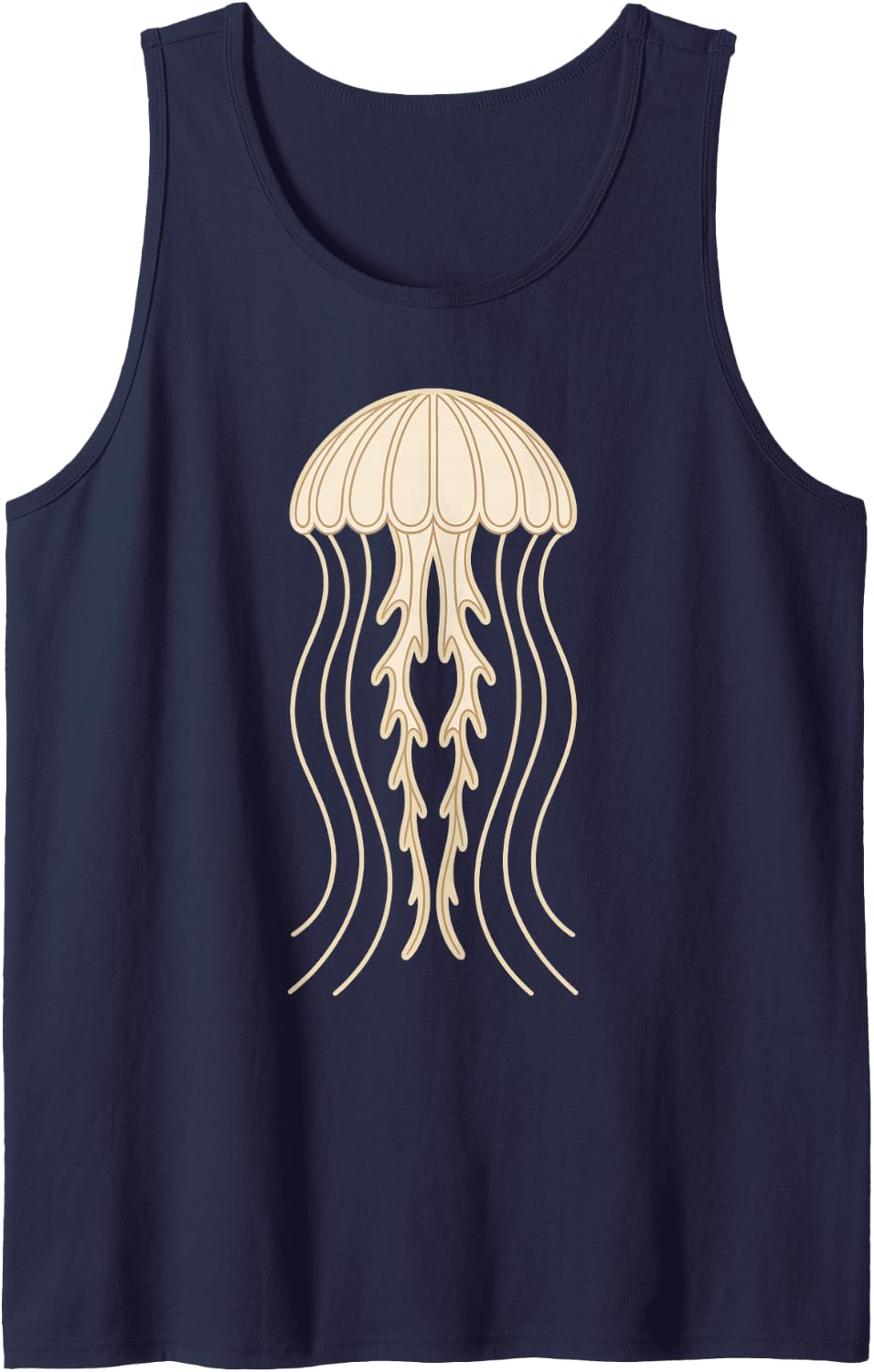 Minimalist Line Art Jellyfish Sea Creature Sleeveless Tank Top - Navy Blue