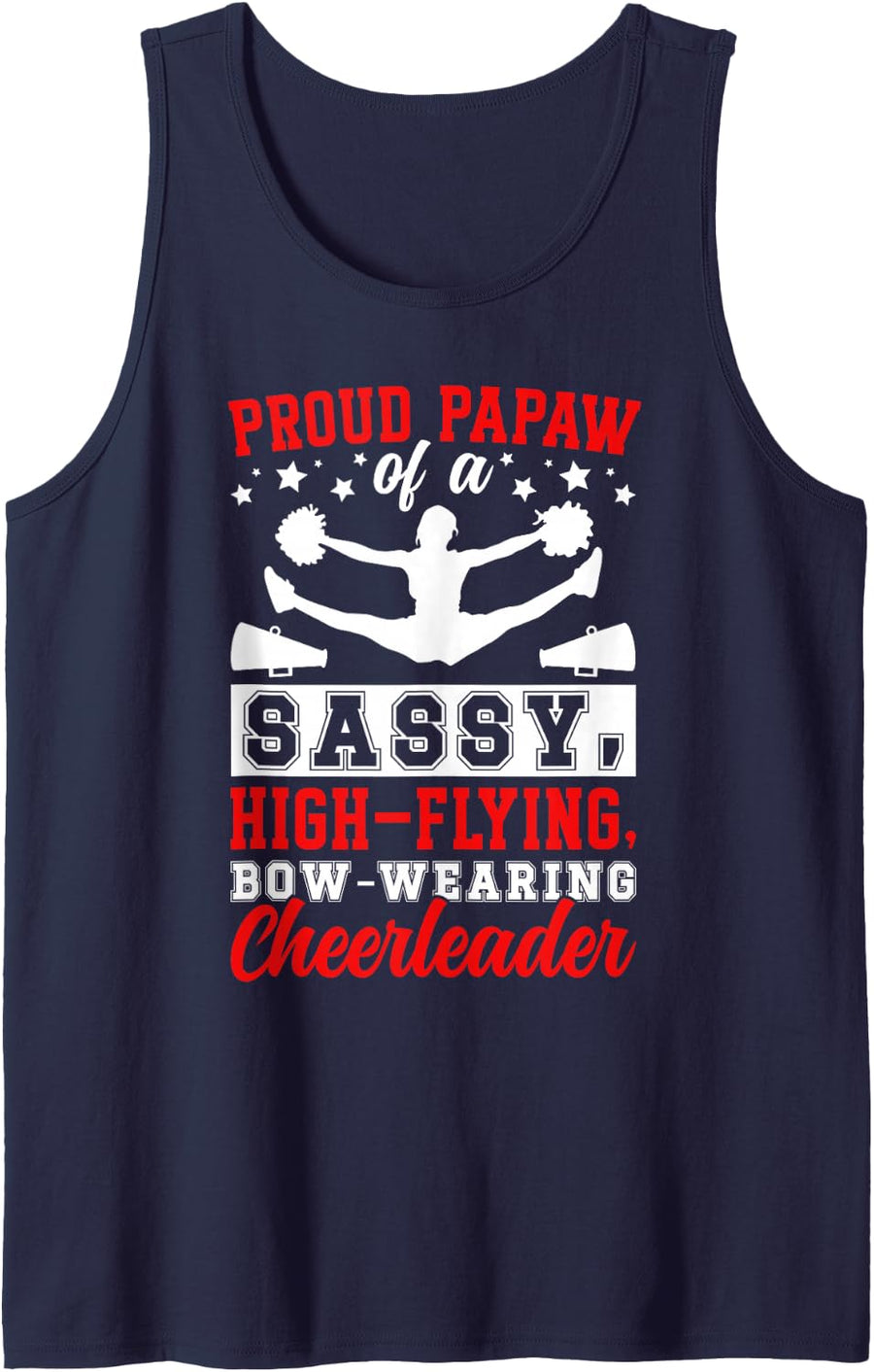 Men's Proud Papaw of A Cheerleader Papaw Cheer Papaw Sleeveless Tank Top - Navy Blue