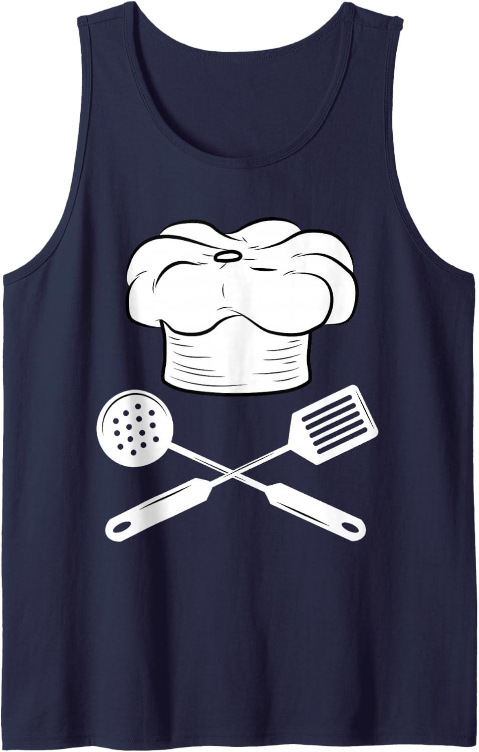Chef Hat Cooking Utensil Cook Foodie Gourmet Cooking Sleeveless Tank Top - Navy Blue