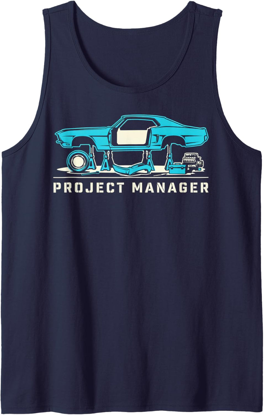 Project Manager Classic Car Restoration Mechanic Sleeveless Tank Top - Navy Blue