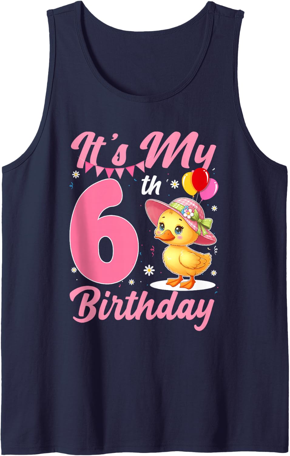 It's My 6th Birthday Duck Lover 6 Year Old Birthday Party Tank Top - Navy Blue