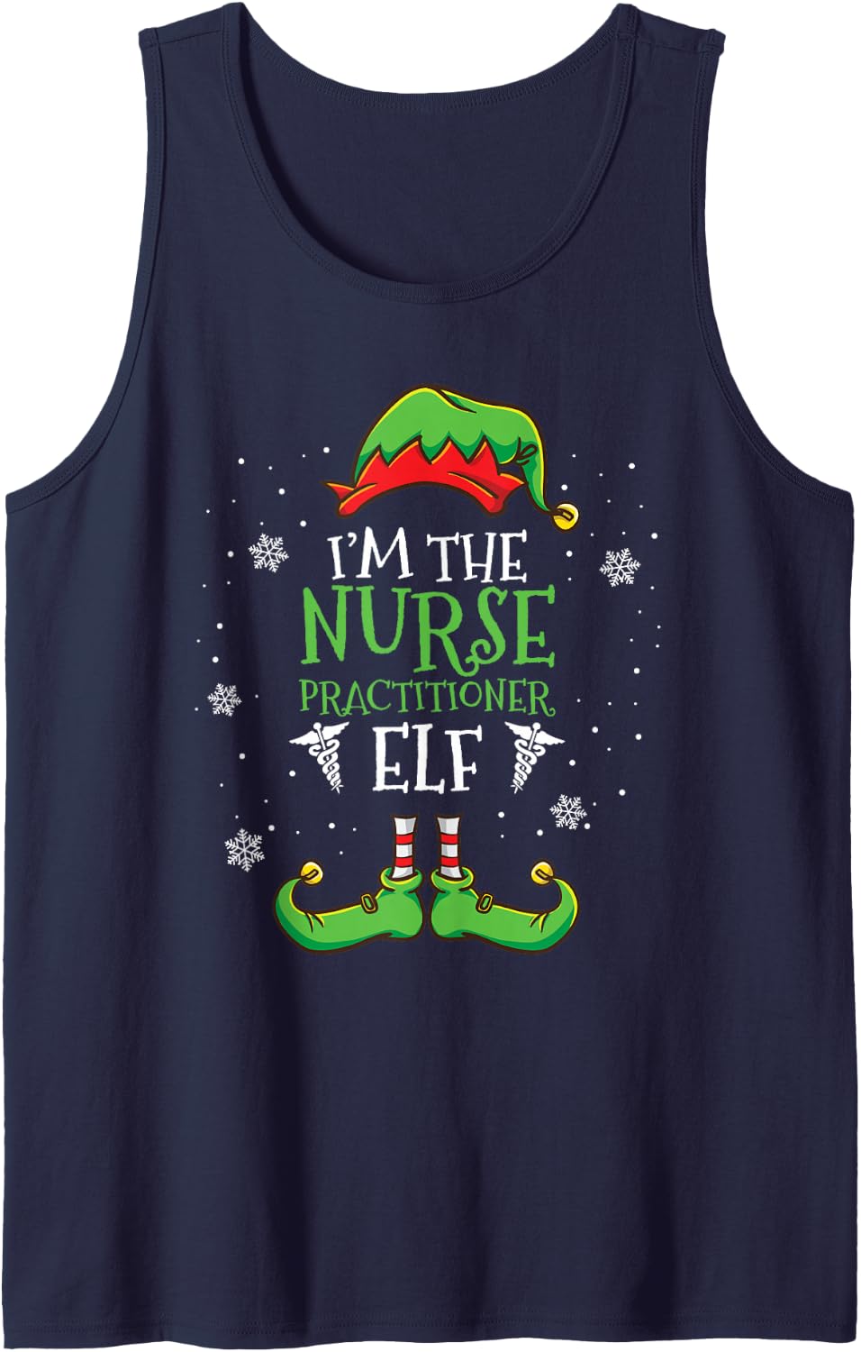 Im The Nurse Practitioner Elf Christmas Tank Top - Navy Blue
