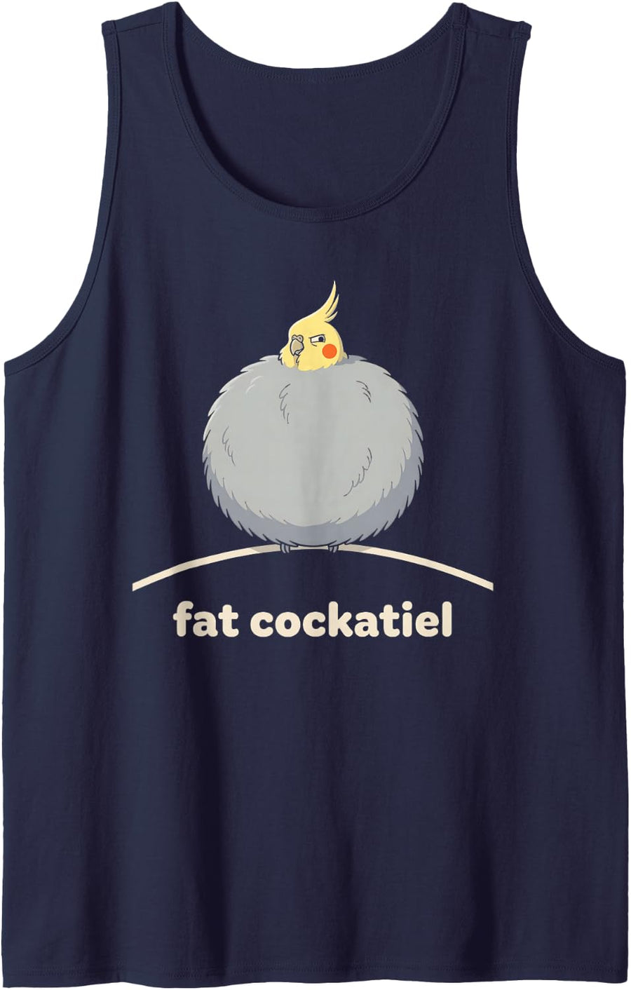 Fat Cockatiel Round Fluffy Bird Funny Pet Humor Sleeveless Tank Top - Navy Blue
