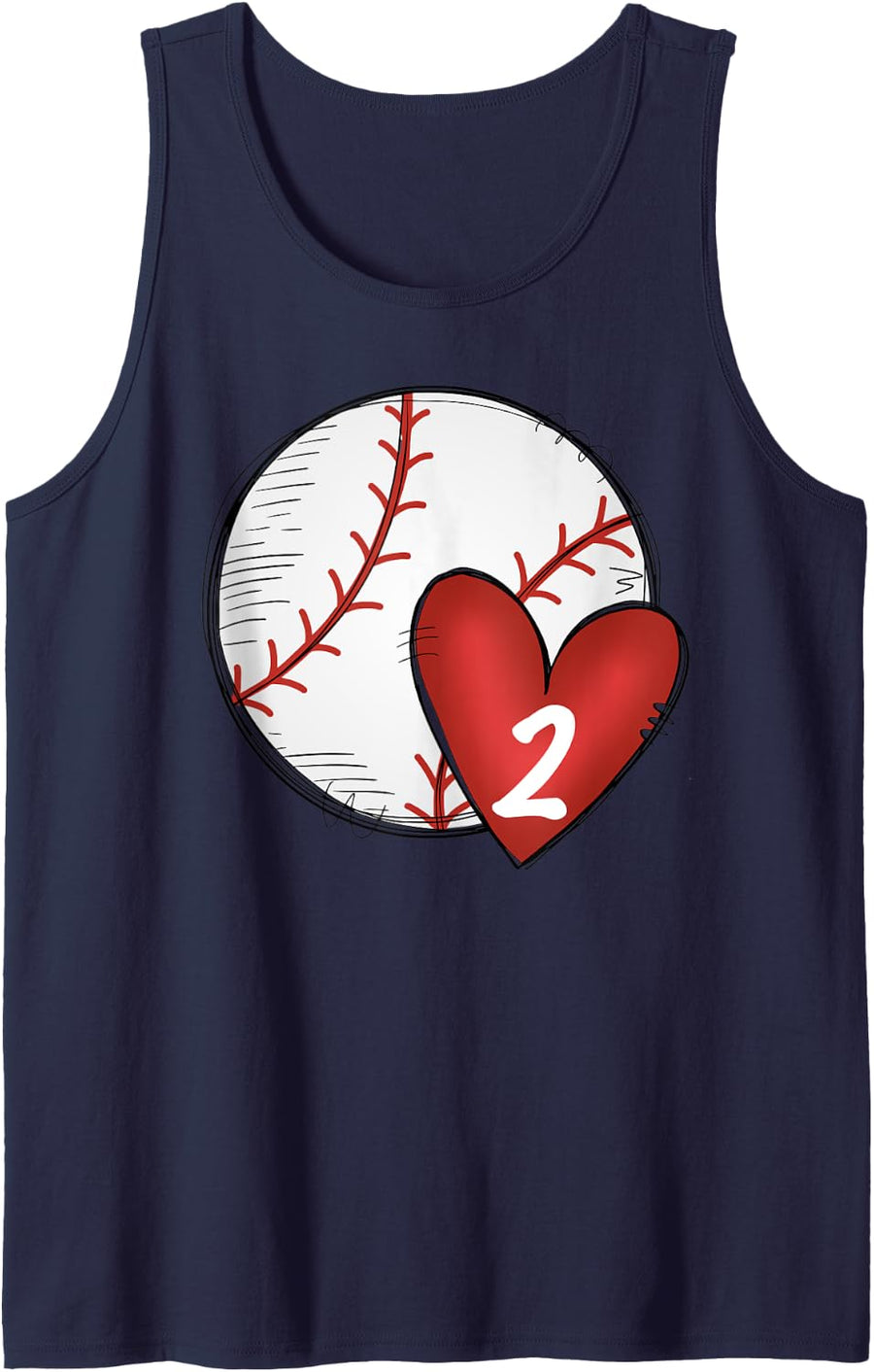 Womens Custom Baseball Mom Number 2 Heart for Mom, Mommy Tank Top - Navy Blue
