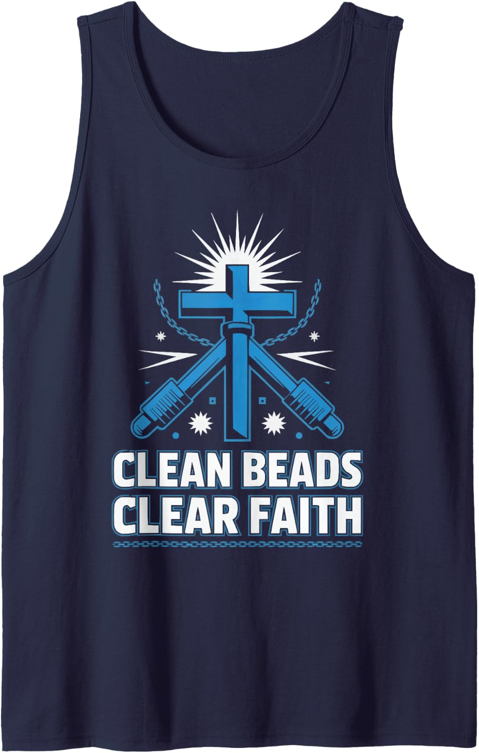 Christian Welder Jesus Christ Christianity Welding Sleeveless Tank Top - Navy Blue