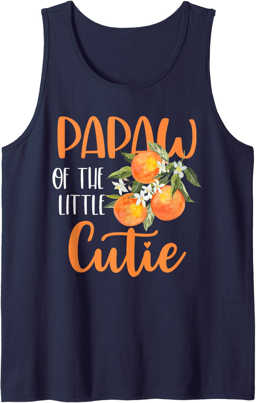 Papaw Little Cutie Baby Shower Orange 1st Birthday Party Sleeveless Tank Top - Navy Blue