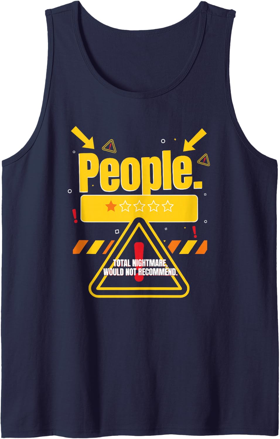 Introverted Meme People One Star Total Nightmare Sarcasm Sleeveless Tank Top - Navy Blue