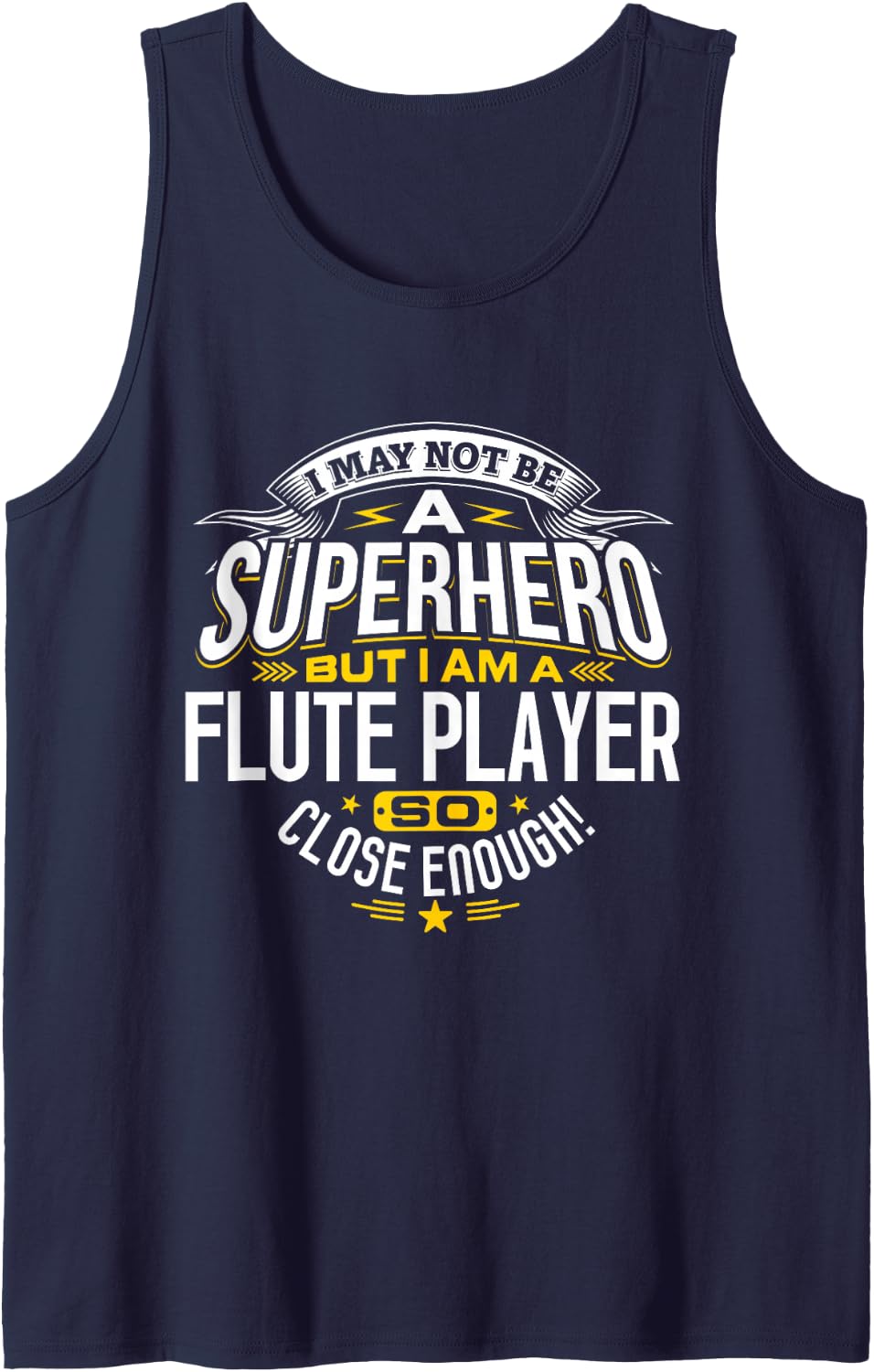 Flute Player Idea Professional Superhero Flute Players Sleeveless Tank Top - Navy Blue