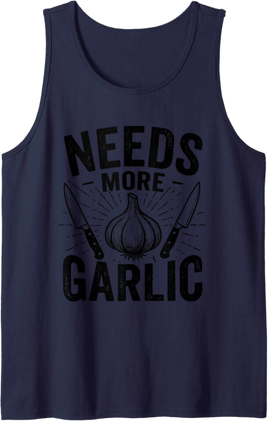 Needs More Garlic Chef Funny Sleeveless Tank Top - Navy Blue
