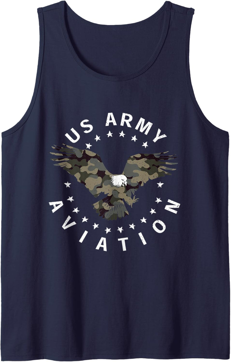 Vintage Patriotic Army Aviation Camouflage Eagle Tank Top - Navy Blue