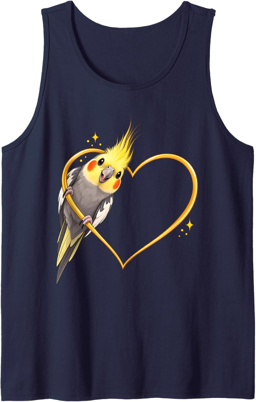 Cockatiel Owner Heart Shape Bird Valentines Sleeveless Tank Top - Navy Blue