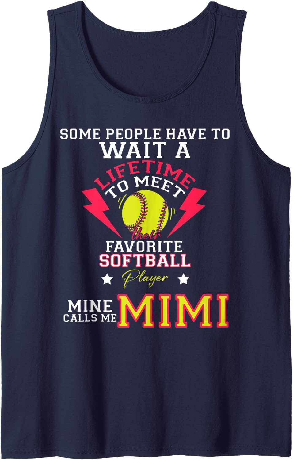 Favorite Softball Player Calls Me Mimi Softball Family Match Tank Top - Navy Blue