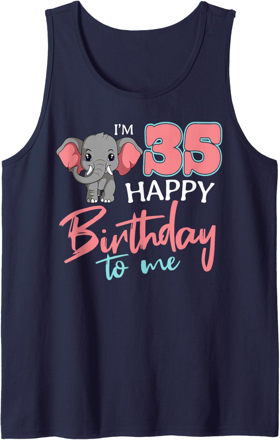 Elephant 35th Birthday Party Safari Adventure Celebration Sleeveless Tank Top - Navy Blue