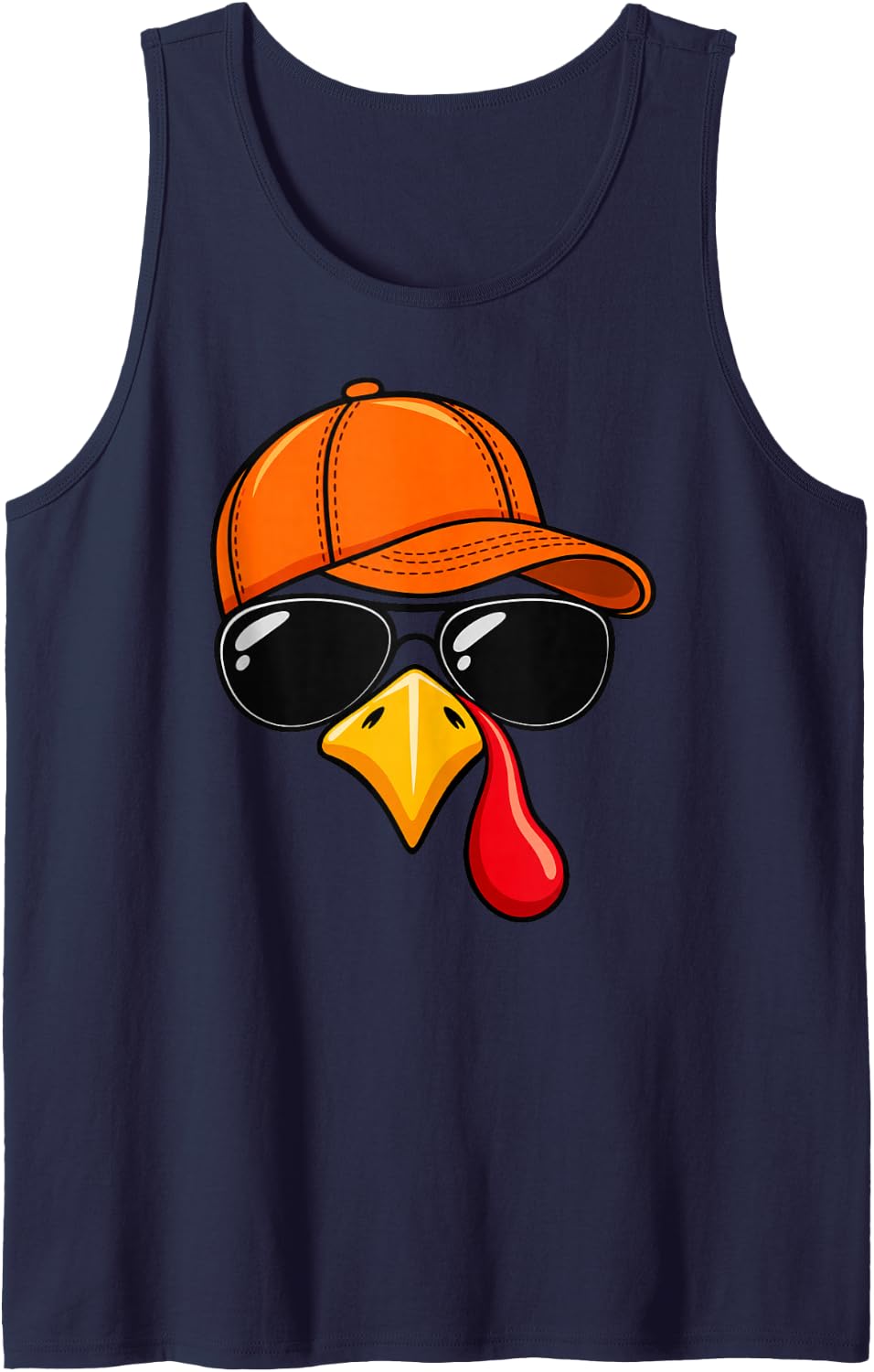 Cool Turkey Sunglasses Thanksgiving Funny Fall Feast Retro Sleeveless Tank Top - Navy Blue