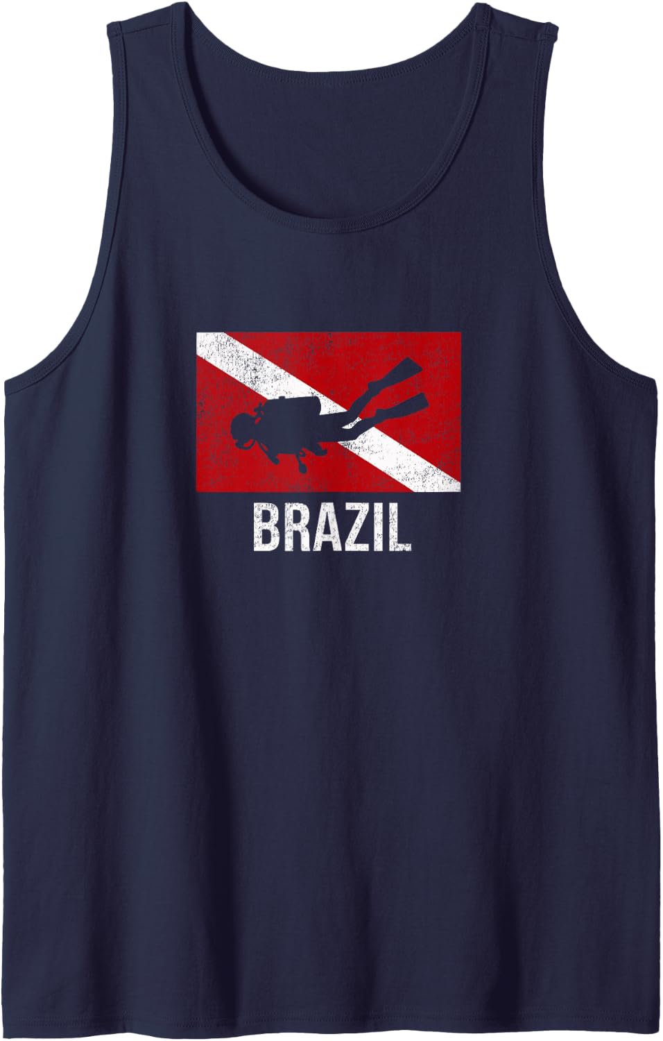 Brazil Scuba Diving Diver Down Dive Flag Gift Tank Top - Navy Blue