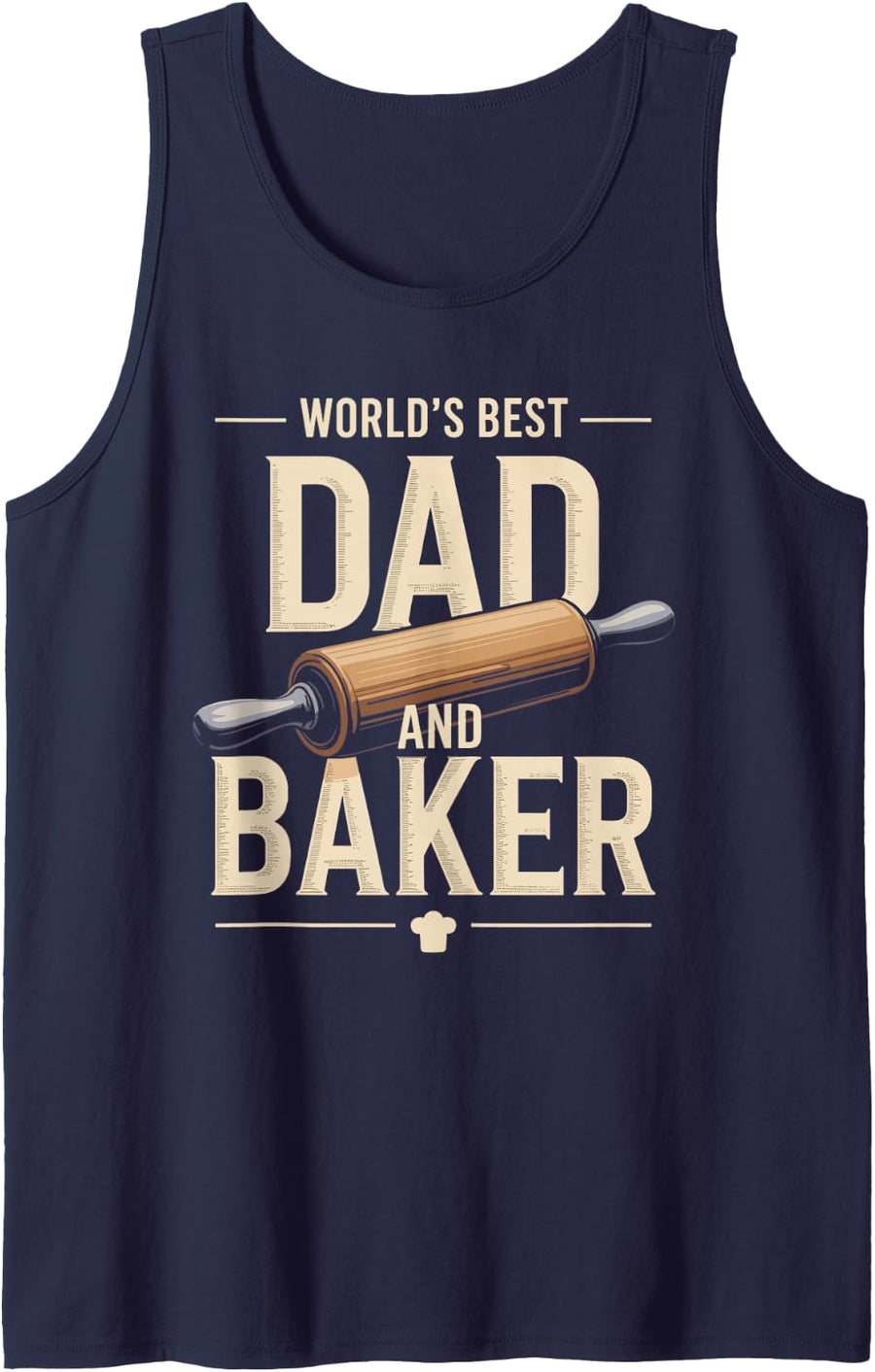 Men's World's Best Dad and Baker Baking Sleeveless Tank Top - Navy Blue