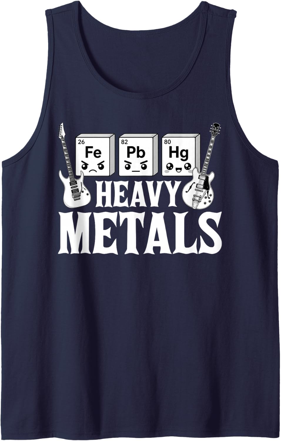 Heavy Metals Periodic Table Rock Music Electric Guitars Tank Top - Navy Blue