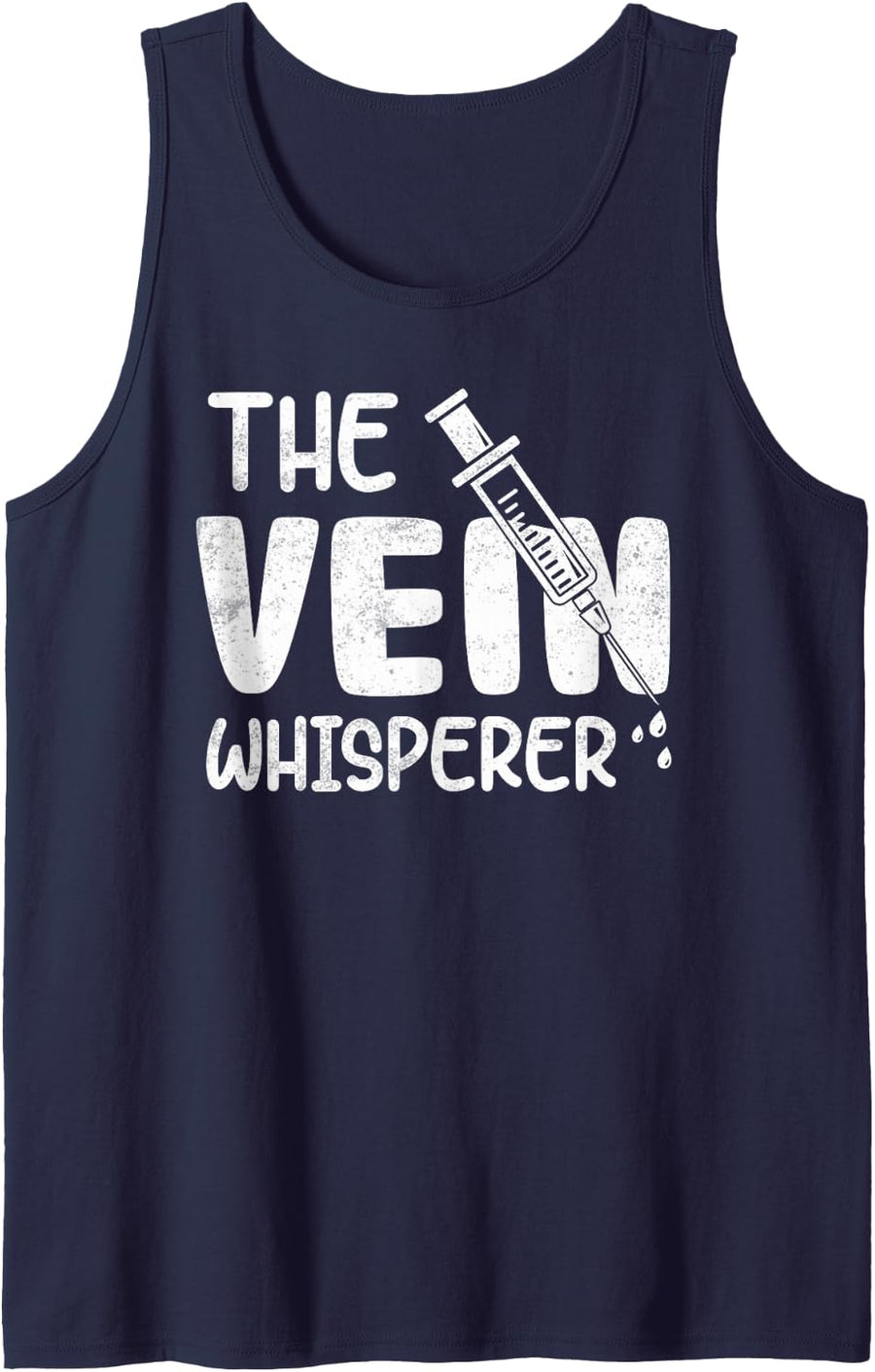 Funny The Vein Whisperer Phlebotomist Phlebotomy Technician Sleeveless Tank Top - Navy Blue