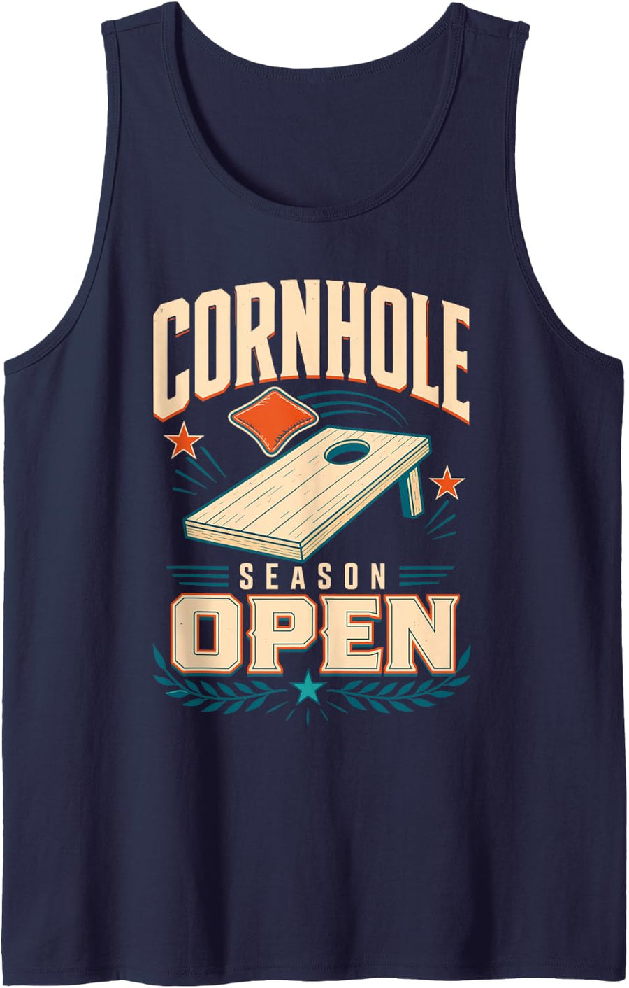 Cornhole Season Open Game Board Retro Sleeveless Tank Top - Navy Blue