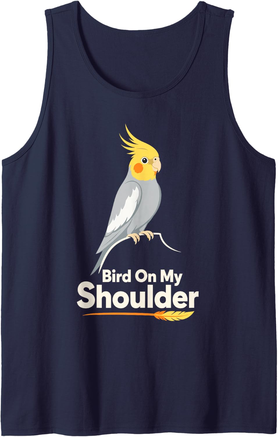 Bird On My Shoulder Cockatiel Parrot Sleeveless Tank Top - Navy Blue