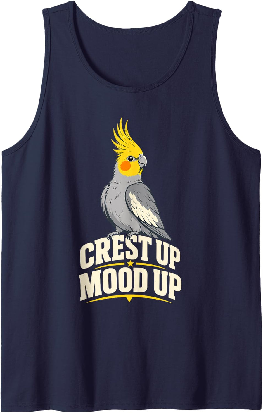 Crest Up Up Cockatiel Bird Parrot Owner Sleeveless Tank Top - Navy Blue