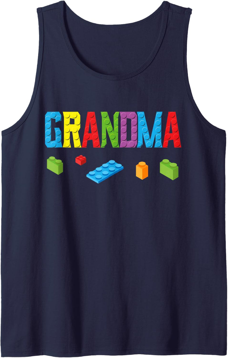 Grandma Master Builder Building Bricks Blocks Family Set Tank Top - Navy Blue