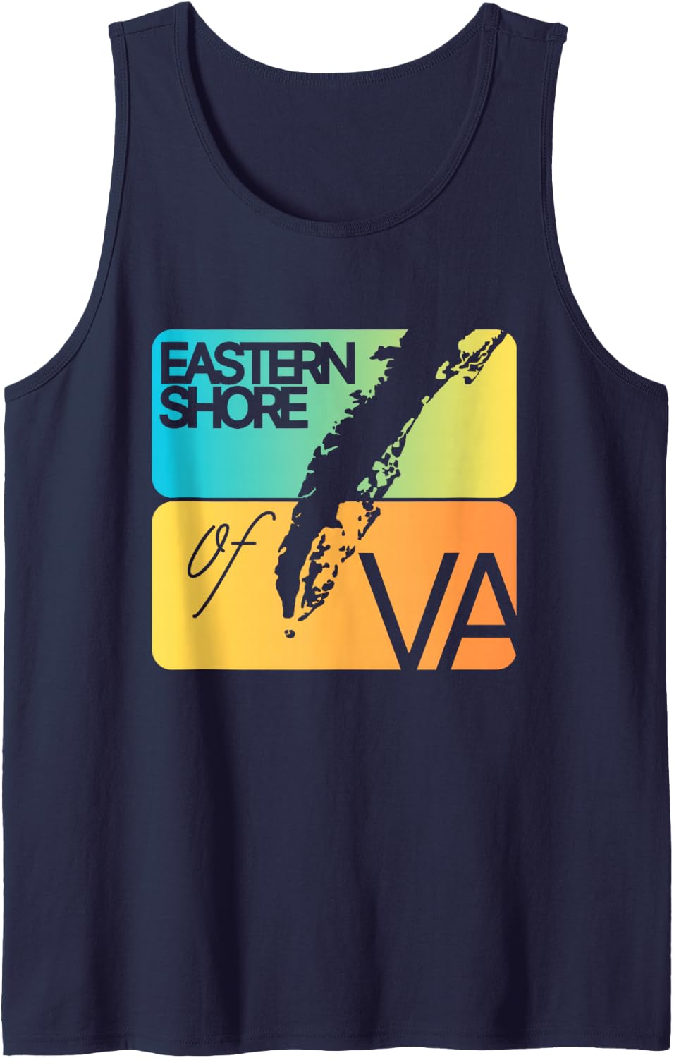 Eastern Shore Map Outline Virginia Chincoteague Assateague Tank Top - Navy Blue