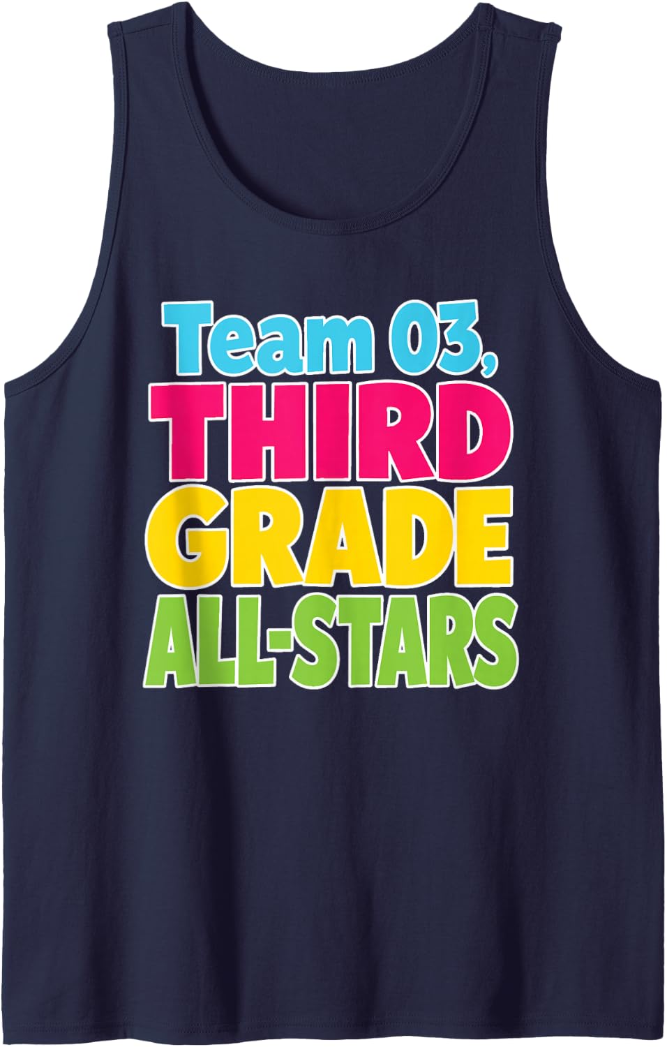 3rd Grade All-Stars Team 03 First Day Third Grader Sleeveless Tank Top - Navy Blue