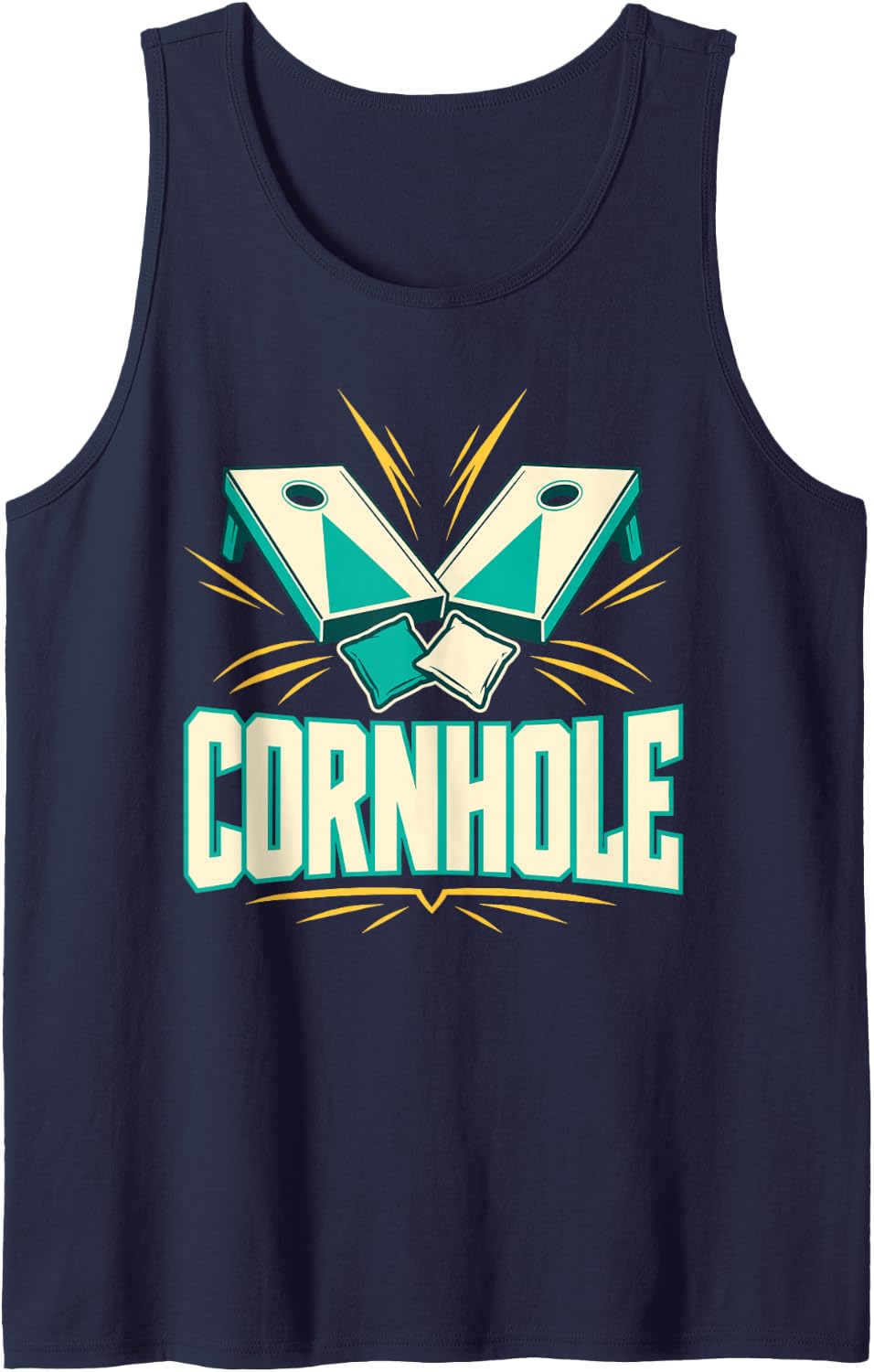 Cornhole Game Board Outdoor Yard Party Sleeveless Tank Top - Navy Blue
