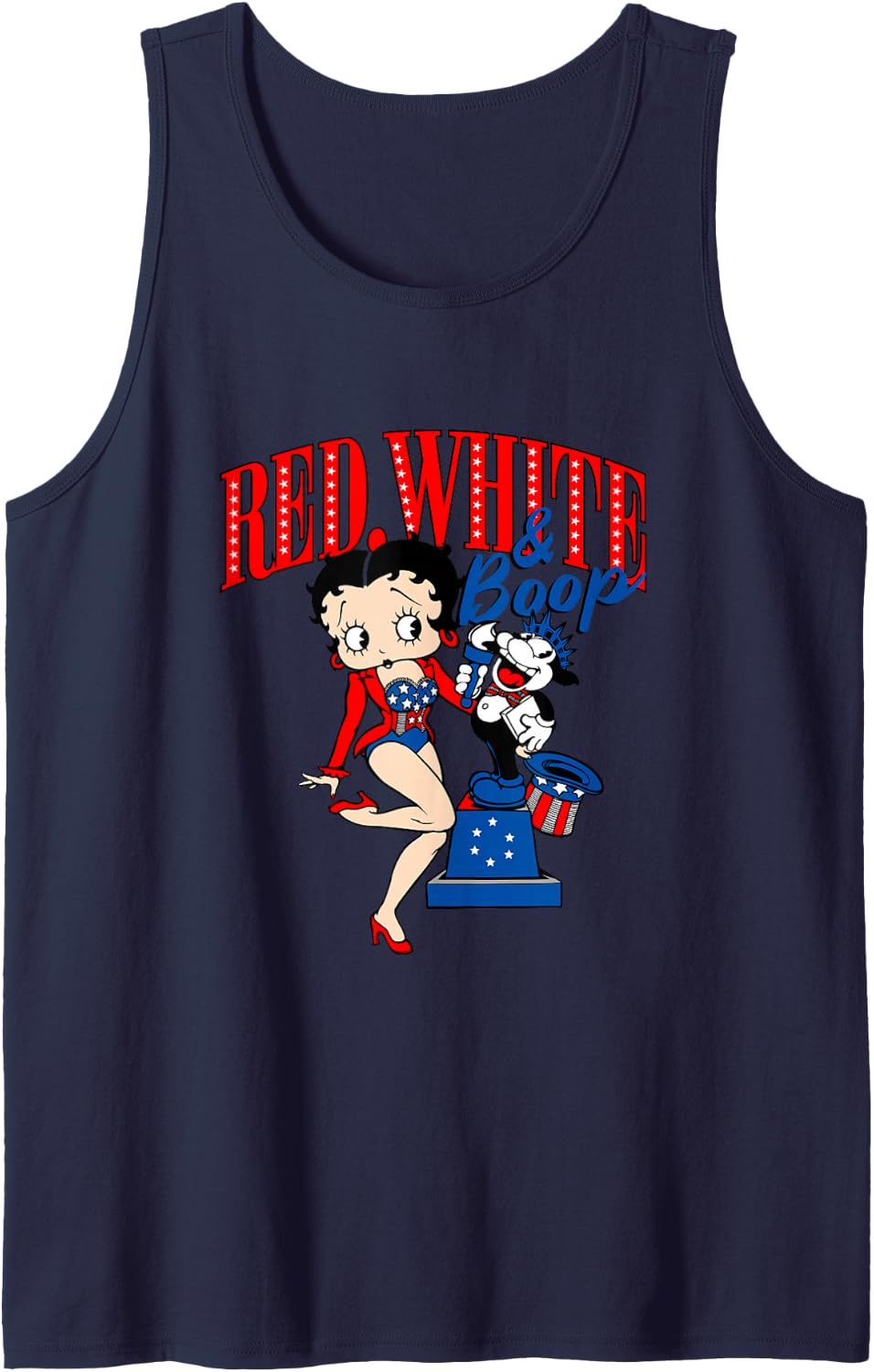 Betty Boop 4th Of July Red White & Boop Tank Top - Navy Blue