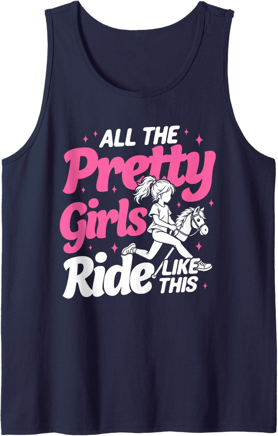 Hobby Horse Girl Funny Hobby Horsing Rider Sleeveless Tank Top - Navy Blue
