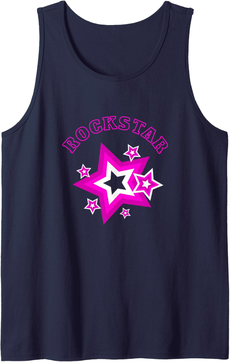 Mens Women Pink Rock Star-v2 Pink Graphic Tank Top - Navy Blue