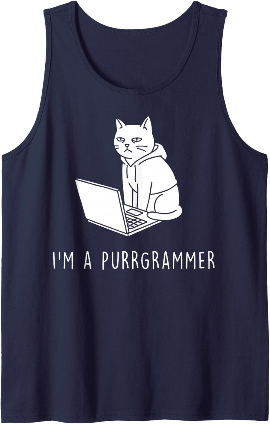 I'm A Purrgrammer Cat Programmer Software Developer Coding Sleeveless Tank Top - Navy Blue