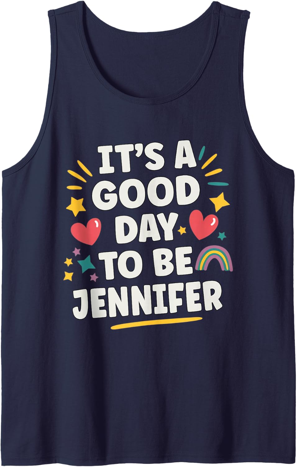 Jennifer Personalized Retro Girls Custom Jennifer Name Sleeveless Tank Top - Navy Blue