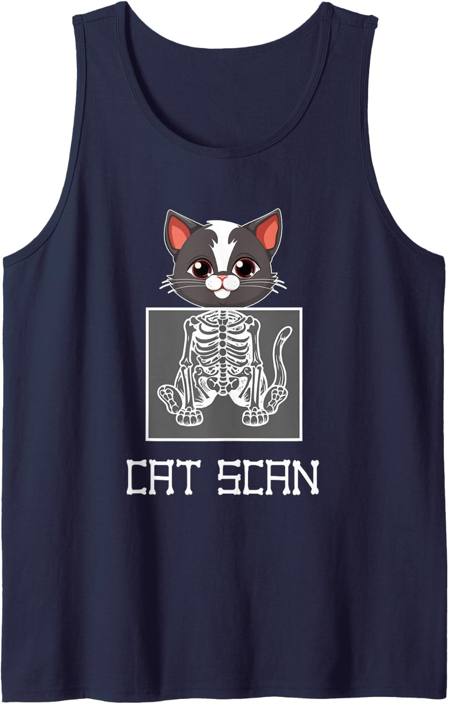 Skeleton Cat Scan Computed Tomography Radiologist CT Tech Tank Top - Navy Blue